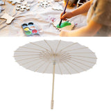 Kids Paper Parasol Bamboo and Paper Chinese Style Elegant White DIY Paper Umbrellas for Decoration 58cm/22.8in - Extra Image