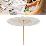 Kids Paper Parasol Bamboo and Paper Chinese Style Elegant White DIY Paper Umbrellas for Decoration 28cm/11in - Extra Image