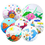 Kids Paper Parasol Bamboo and Paper Chinese Style Elegant White DIY Paper Umbrellas for Decoration 28cm/11in