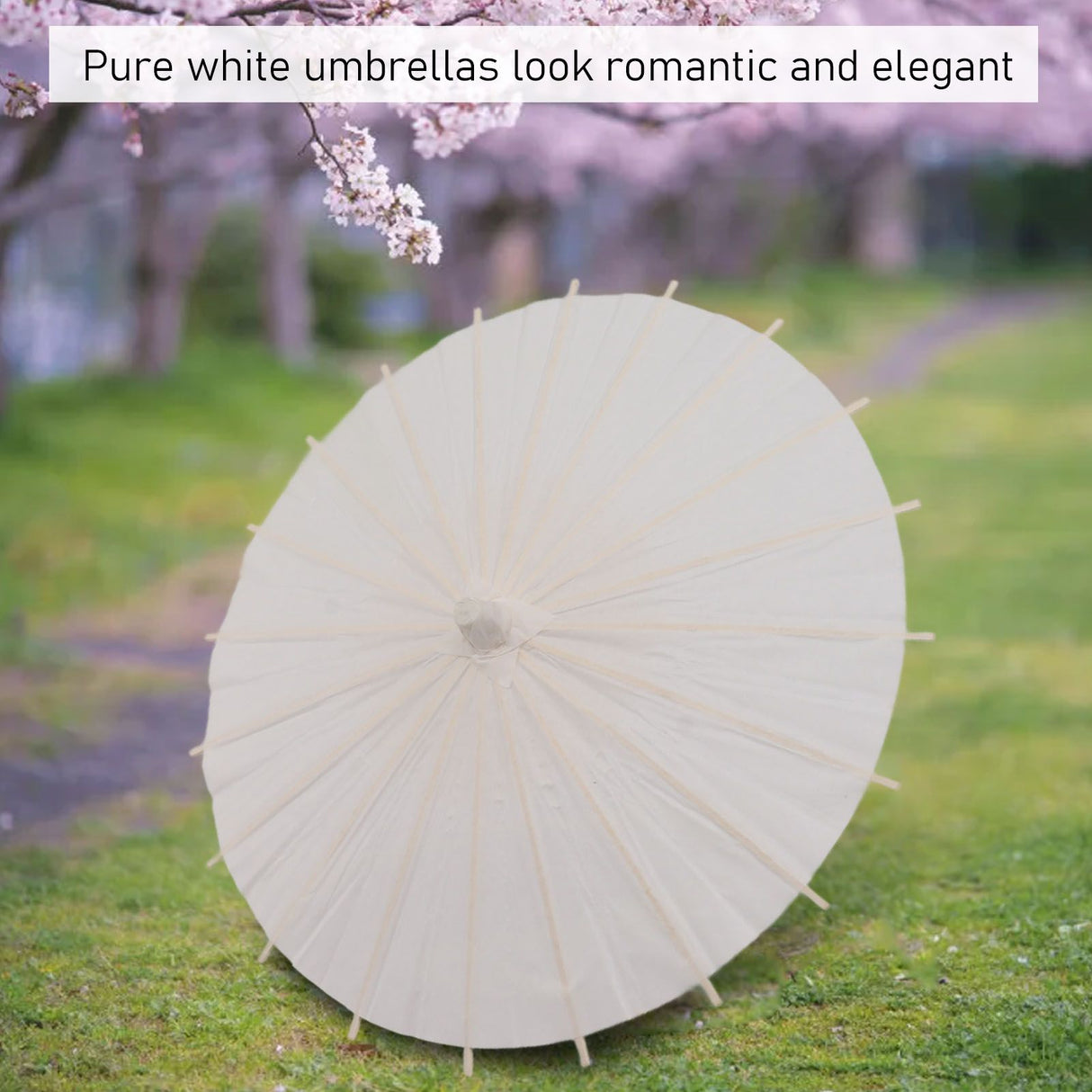 Kids Paper Parasol Bamboo and Paper Chinese Style Elegant White DIY Paper Umbrellas for Decoration 28cm/11in