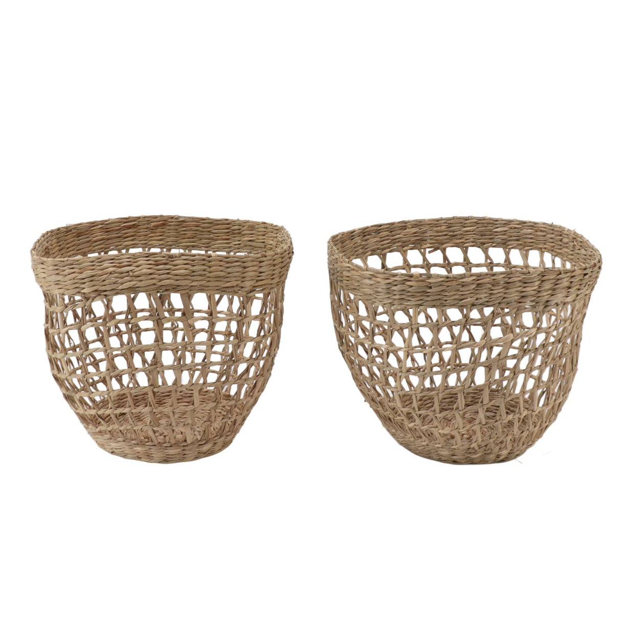 2PCS Woven Basket Handwoven Sea Grass Storage Basket for Flower Plant Farmhouse Home Decor