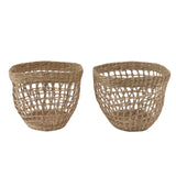 2PCS Woven Basket Handwoven Sea Grass Storage Basket for Flower Plant Farmhouse Home Decor