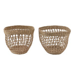2PCS Woven Basket Handwoven Sea Grass Storage Basket for Flower Plant Farmhouse Home Decor