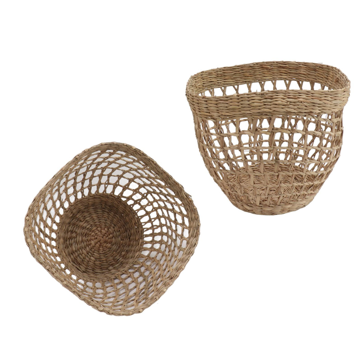 2PCS Woven Basket Handwoven Sea Grass Storage Basket for Flower Plant Farmhouse Home Decor