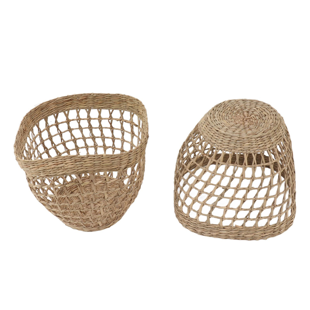 2PCS Woven Basket Handwoven Sea Grass Storage Basket for Flower Plant Farmhouse Home Decor