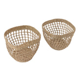 2PCS Woven Basket Handwoven Sea Grass Storage Basket for Flower Plant Farmhouse Home Decor