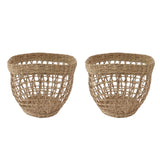 2PCS Woven Basket Handwoven Sea Grass Storage Basket for Flower Plant Farmhouse Home Decor