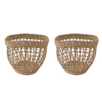 2PCS Woven Basket Handwoven Sea Grass Storage Basket for Flower Plant Farmhouse Home Decor