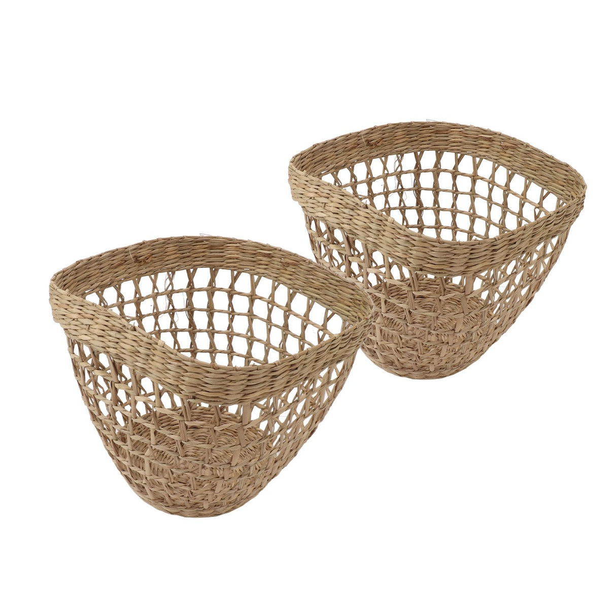 2PCS Woven Basket Handwoven Sea Grass Storage Basket for Flower Plant Farmhouse Home Decor