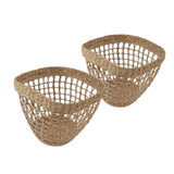 2PCS Woven Basket Handwoven Sea Grass Storage Basket for Flower Plant Farmhouse Home Decor - Close-Up Angle