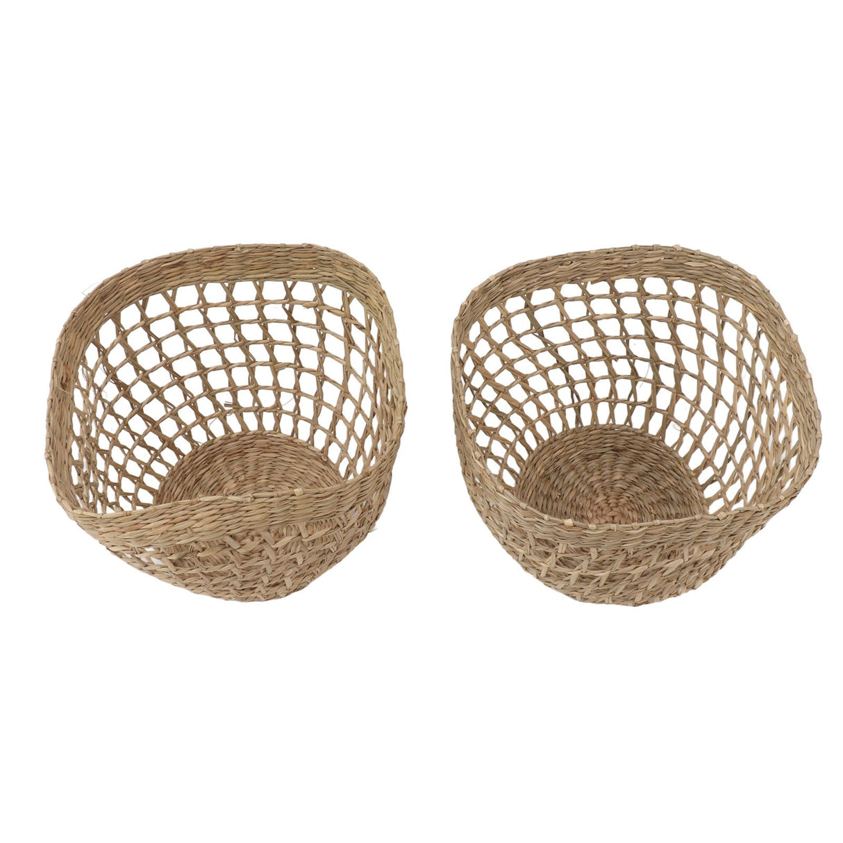 2PCS Woven Basket Handwoven Sea Grass Storage Basket for Flower Plant Farmhouse Home Decor