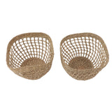 2PCS Woven Basket Handwoven Sea Grass Storage Basket for Flower Plant Farmhouse Home Decor