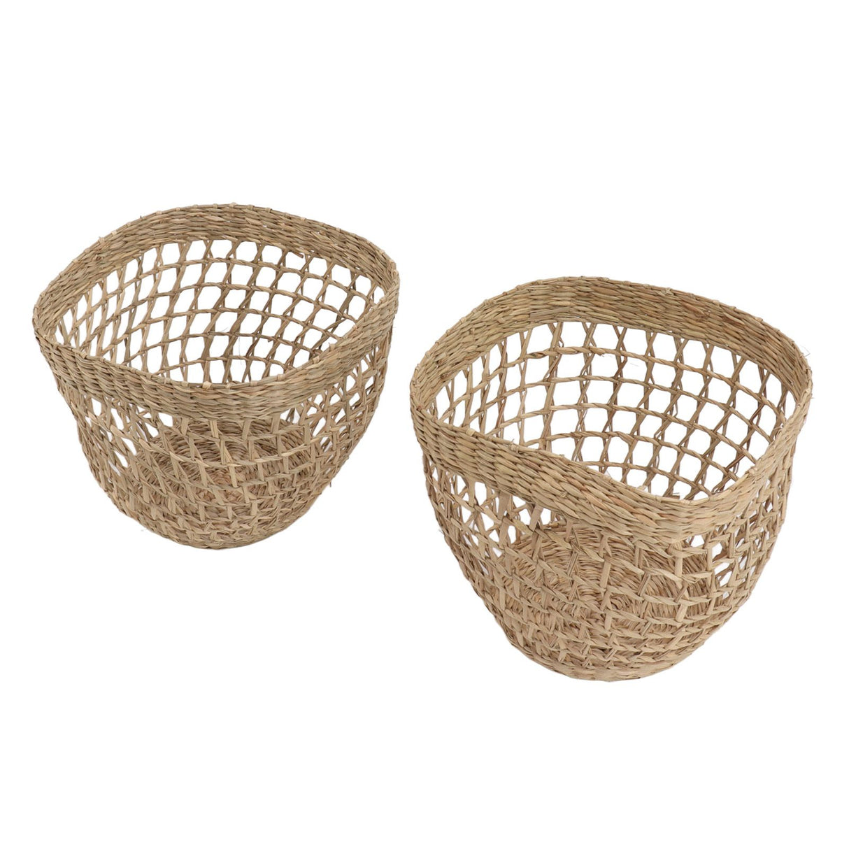 2PCS Woven Basket Handwoven Sea Grass Storage Basket for Flower Plant Farmhouse Home Decor
