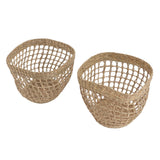 2PCS Woven Basket Handwoven Sea Grass Storage Basket for Flower Plant Farmhouse Home Decor