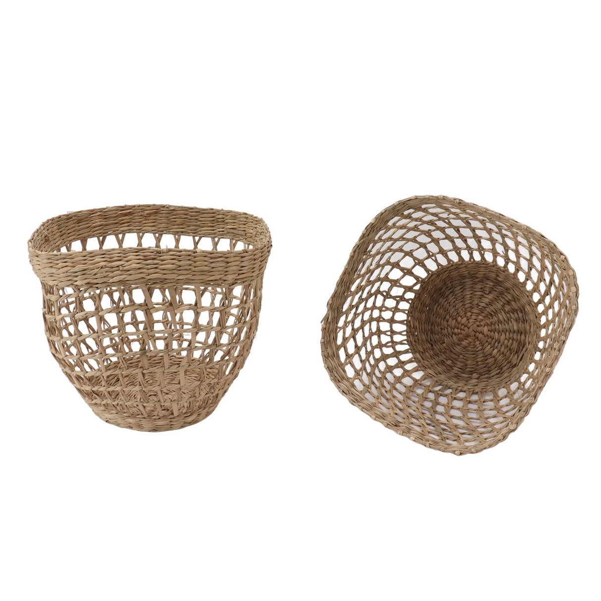 2PCS Woven Basket Handwoven Sea Grass Storage Basket for Flower Plant Farmhouse Home Decor
