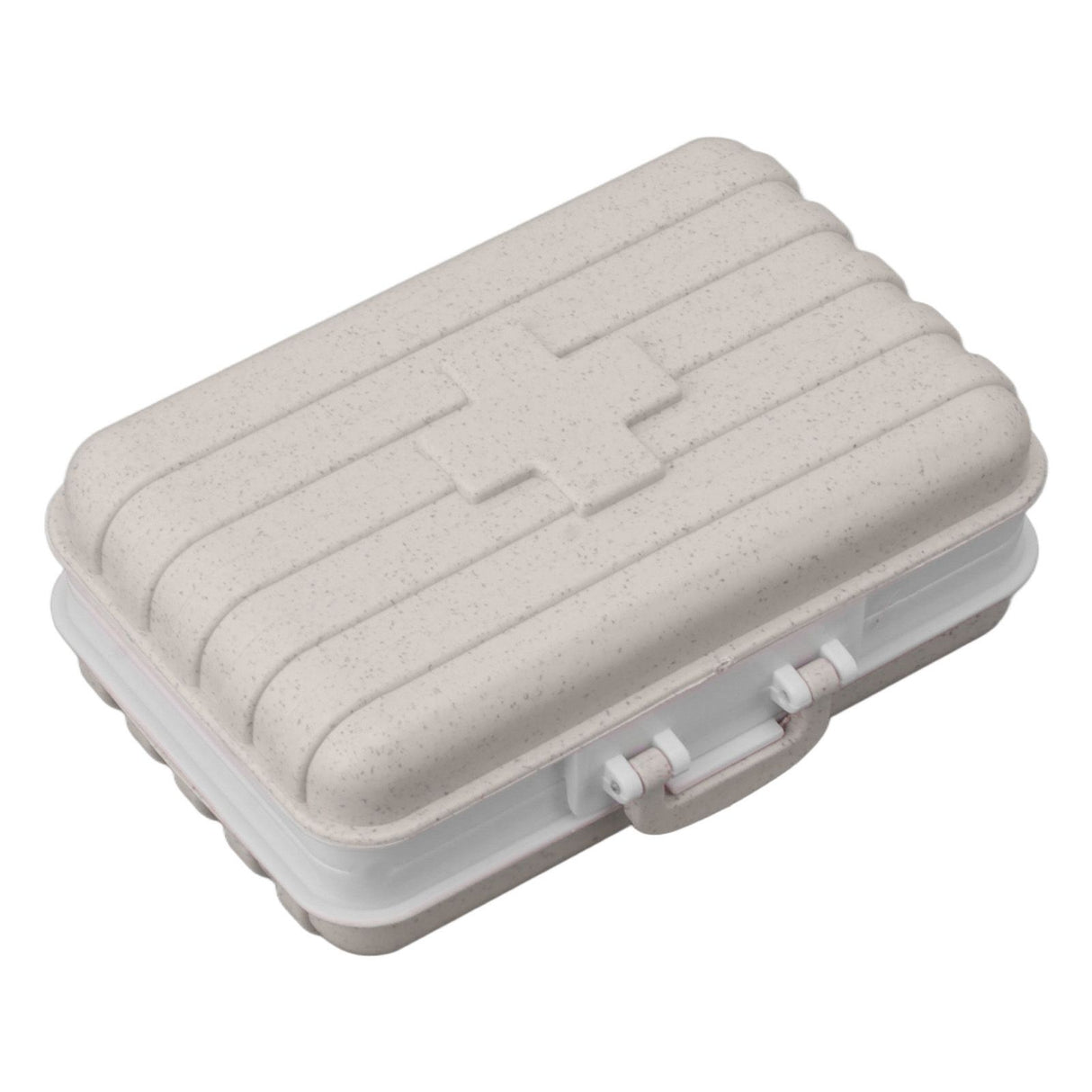 Mini Medicine Box 6 Compartments Luggage Design Tight Sealing Plastic Medicine Container for Pocket Travel Beige