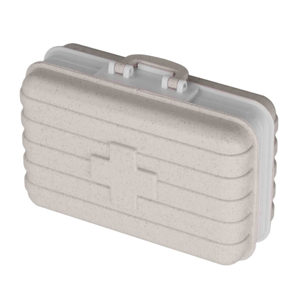 Mini Medicine Box 6 Compartments Luggage Design Tight Sealing Plastic Medicine Container for Pocket Travel Beige