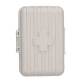 Mini Medicine Box 6 Compartments Luggage Design Tight Sealing Plastic Medicine Container for Pocket Travel Beige