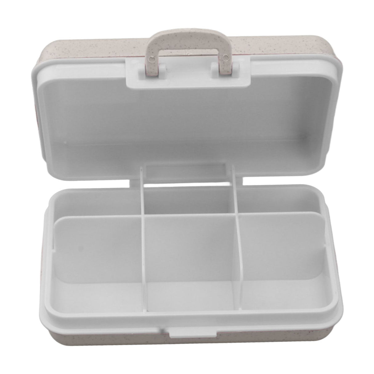 Mini Medicine Box 6 Compartments Luggage Design Tight Sealing Plastic Medicine Container for Pocket Travel Beige