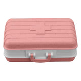 Mini Medicine Box 6 Compartments Luggage Design Tight Sealing Plastic Medicine Container for Pocket Travel Pink