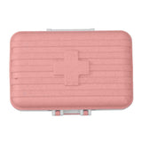 Mini Medicine Box 6 Compartments Luggage Design Tight Sealing Plastic Medicine Container for Pocket Travel Pink