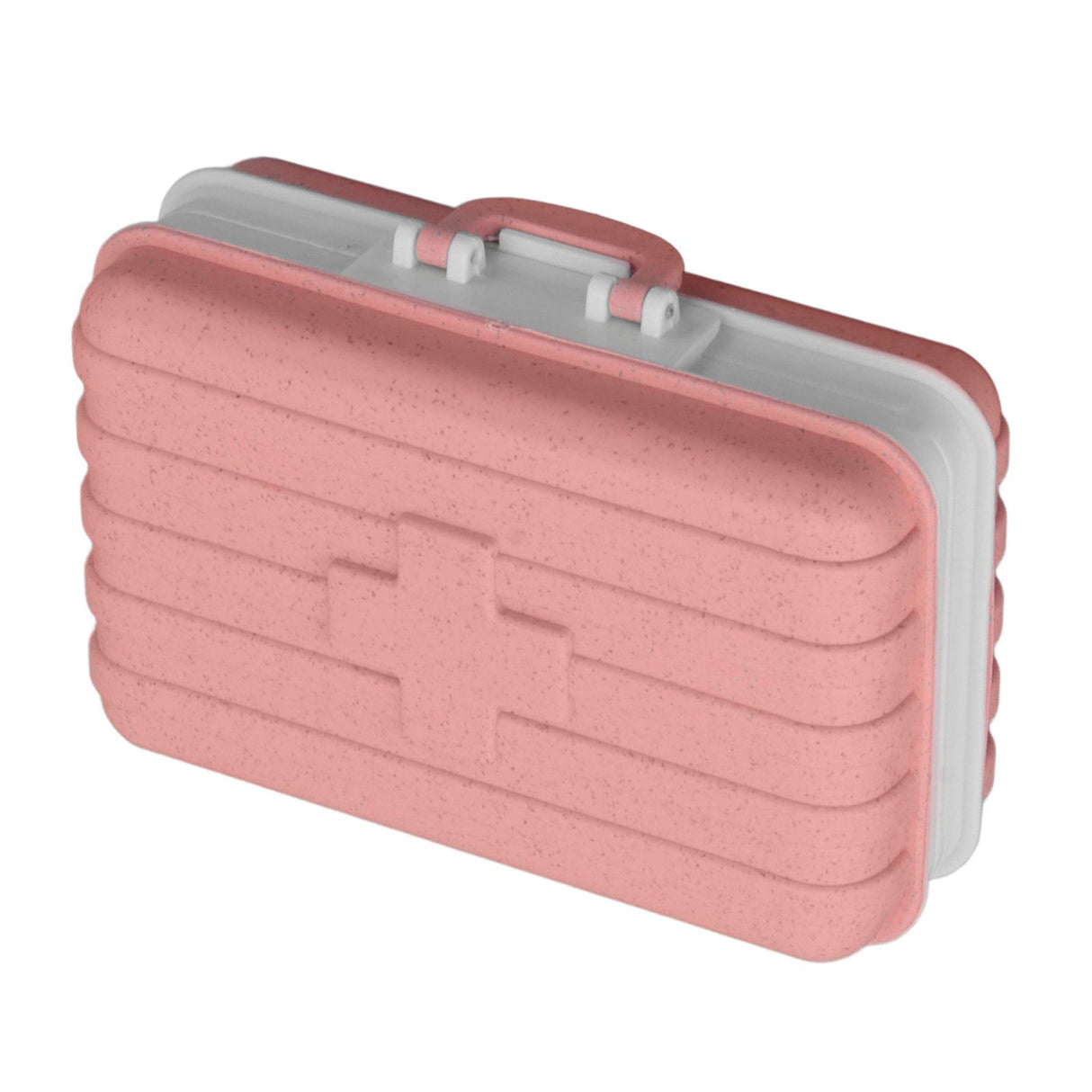 Mini Medicine Box 6 Compartments Luggage Design Tight Sealing Plastic Medicine Container for Pocket Travel Pink