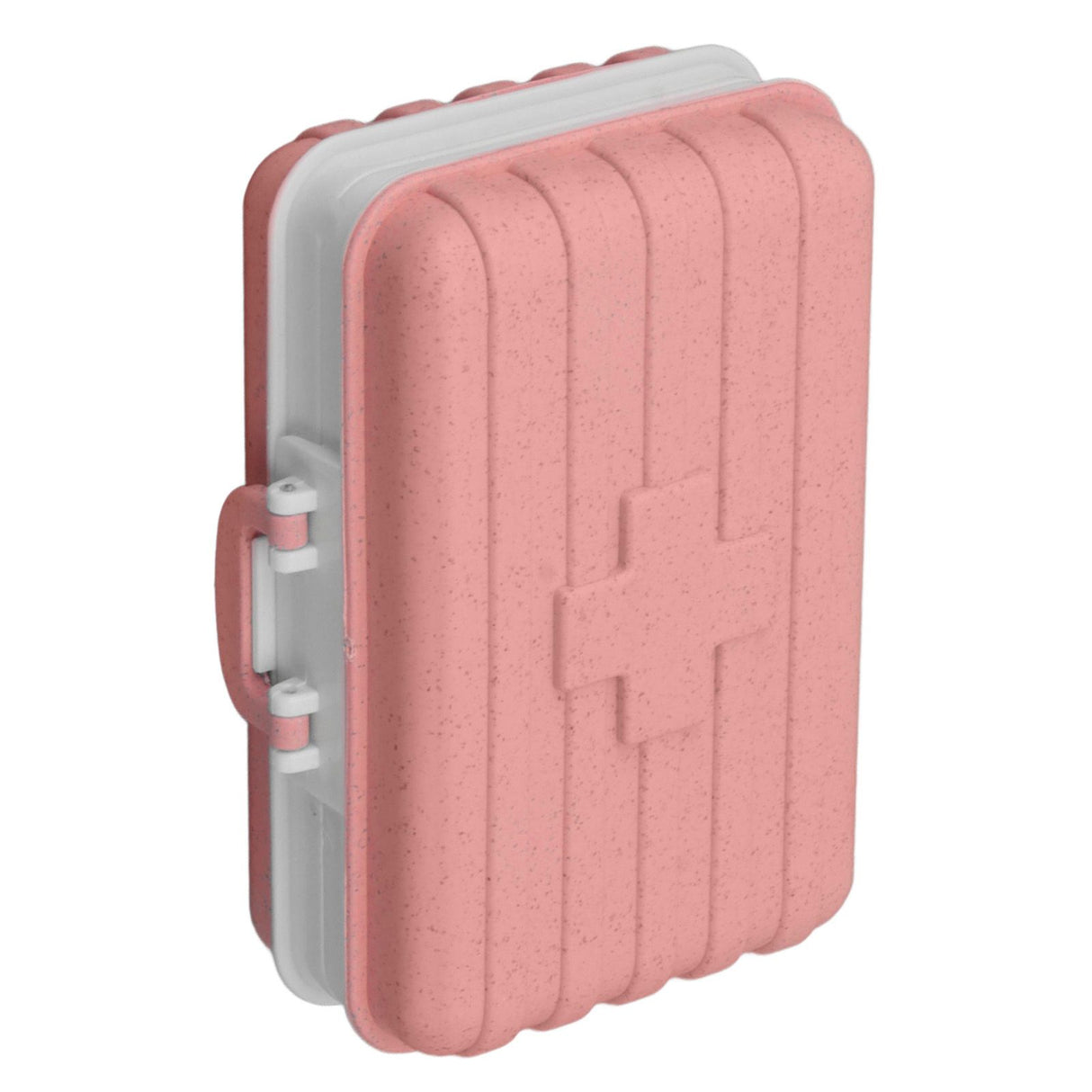 Mini Medicine Box 6 Compartments Luggage Design Tight Sealing Plastic Medicine Container for Pocket Travel Pink