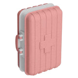 Mini Medicine Box 6 Compartments Luggage Design Tight Sealing Plastic Medicine Container for Pocket Travel Pink