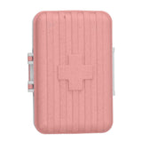 Mini Medicine Box 6 Compartments Luggage Design Tight Sealing Plastic Medicine Container for Pocket Travel Pink