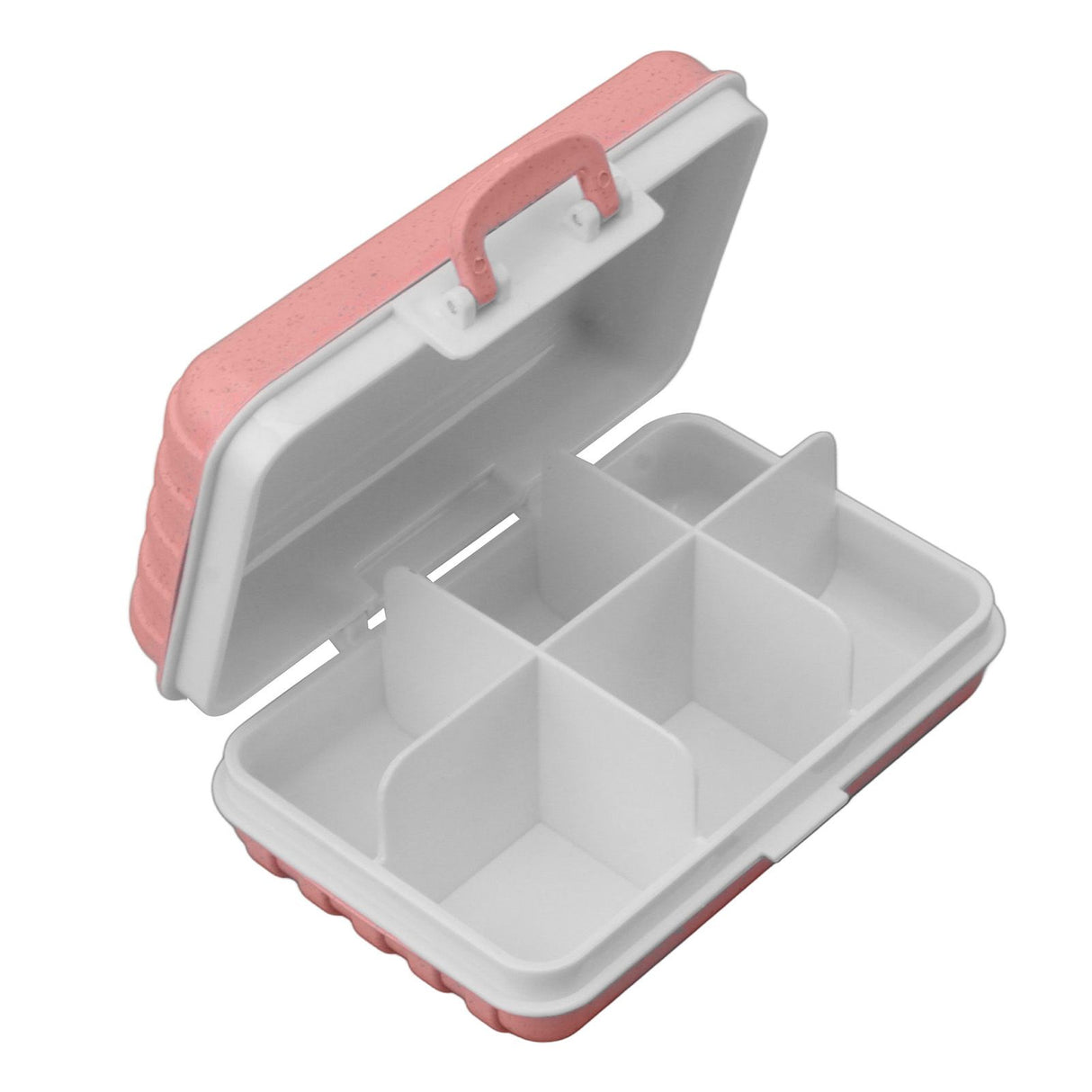Mini Medicine Box 6 Compartments Luggage Design Tight Sealing Plastic Medicine Container for Pocket Travel Pink