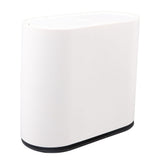 Plastic Trash Can with Press Type Lid Big White Garbage Container Bin for Bathroom Bedroom Kitchen Office - Rear View