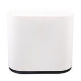 Plastic Trash Can with Press Type Lid Big White Garbage Container Bin for Bathroom Bedroom Kitchen Office - Low Angle