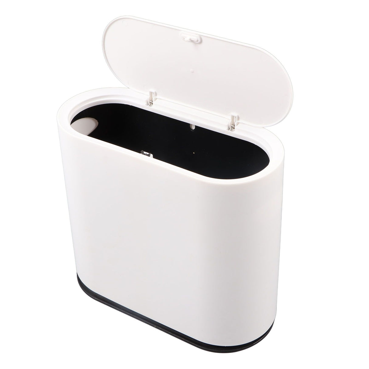 Plastic Trash Can with Press Type Lid Big White Garbage Container Bin for Bathroom Bedroom Kitchen Office