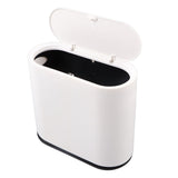 Plastic Trash Can with Press Type Lid Big White Garbage Container Bin for Bathroom Bedroom Kitchen Office
