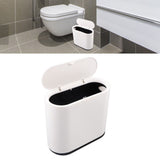 Plastic Trash Can with Press Type Lid Big White Garbage Container Bin for Bathroom Bedroom Kitchen Office