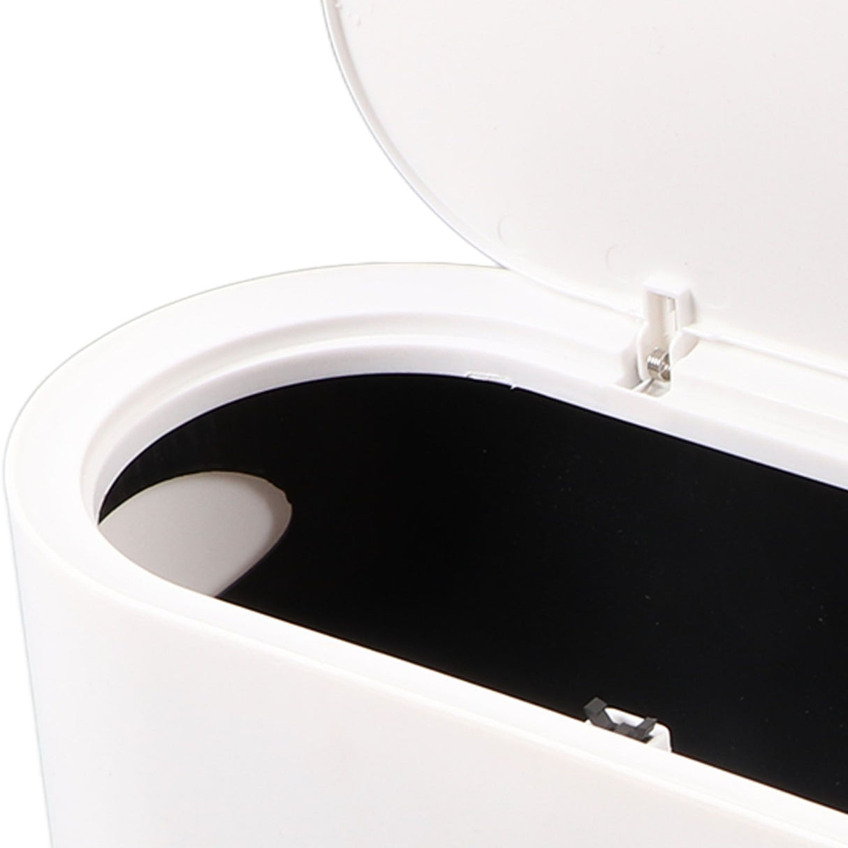 Plastic Trash Can with Press Type Lid Big White Garbage Container Bin for Bathroom Bedroom Kitchen Office