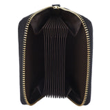 Card Wallet Black Leather 10 Slots Zipper Compact Transparent Window Card Holder for Travel Daily Outdoor - Front View
