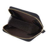 Card Wallet Black Leather 10 Slots Zipper Compact Transparent Window Card Holder for Travel Daily Outdoor - Side View
