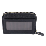 Card Wallet Black Leather 10 Slots Zipper Compact Transparent Window Card Holder for Travel Daily Outdoor - Extra Image