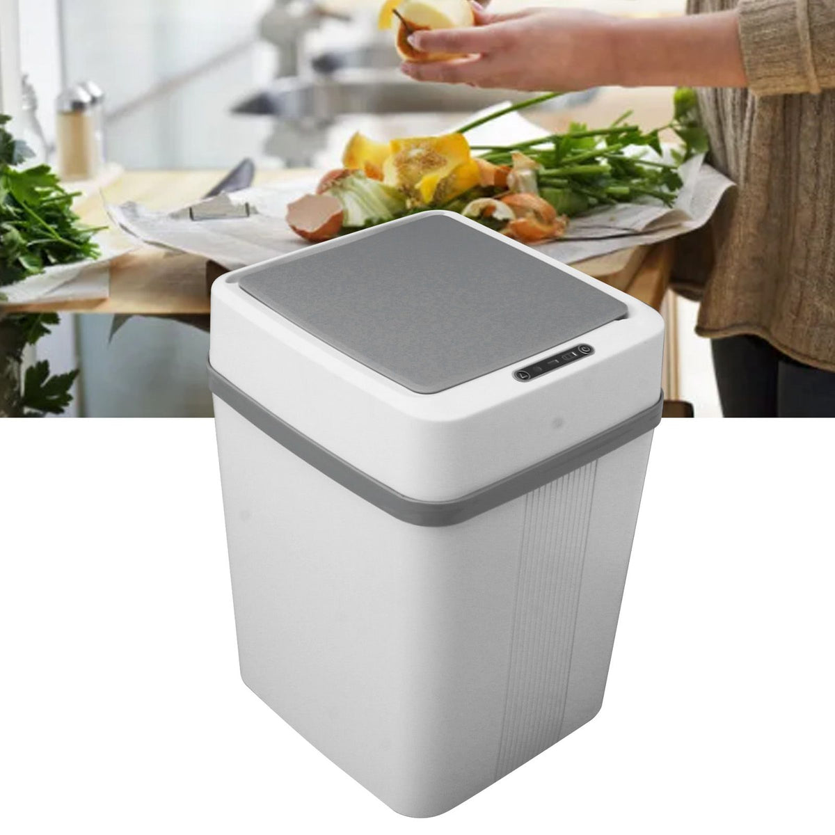 Motion Sensor Trash Can Smart Waterproof Automatic Garbage Can with Lid for Bedroom Bathroom Kitchen Office 12L