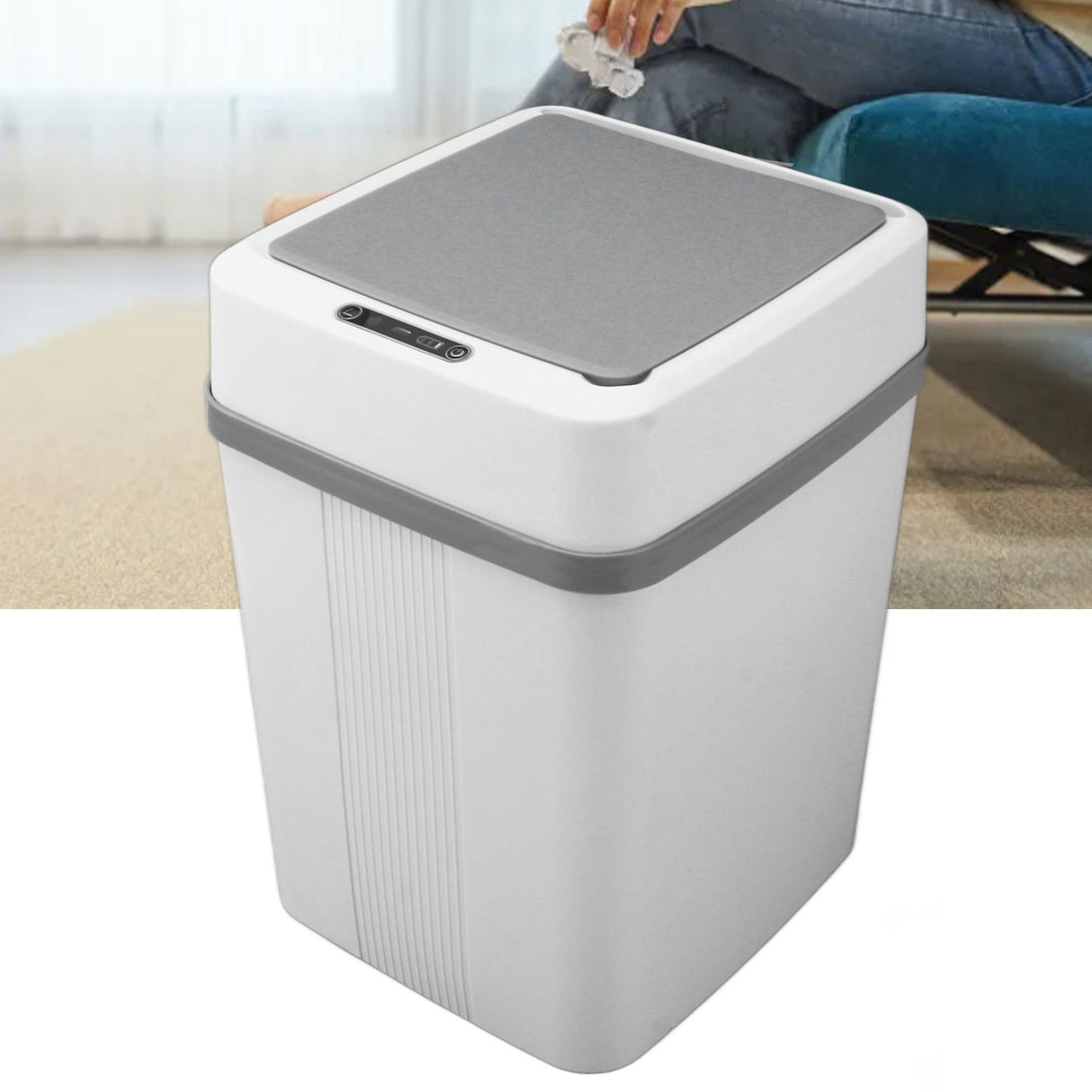 Motion Sensor Trash Can Smart Waterproof Automatic Garbage Can with Lid for Bedroom Bathroom Kitchen Office 12L