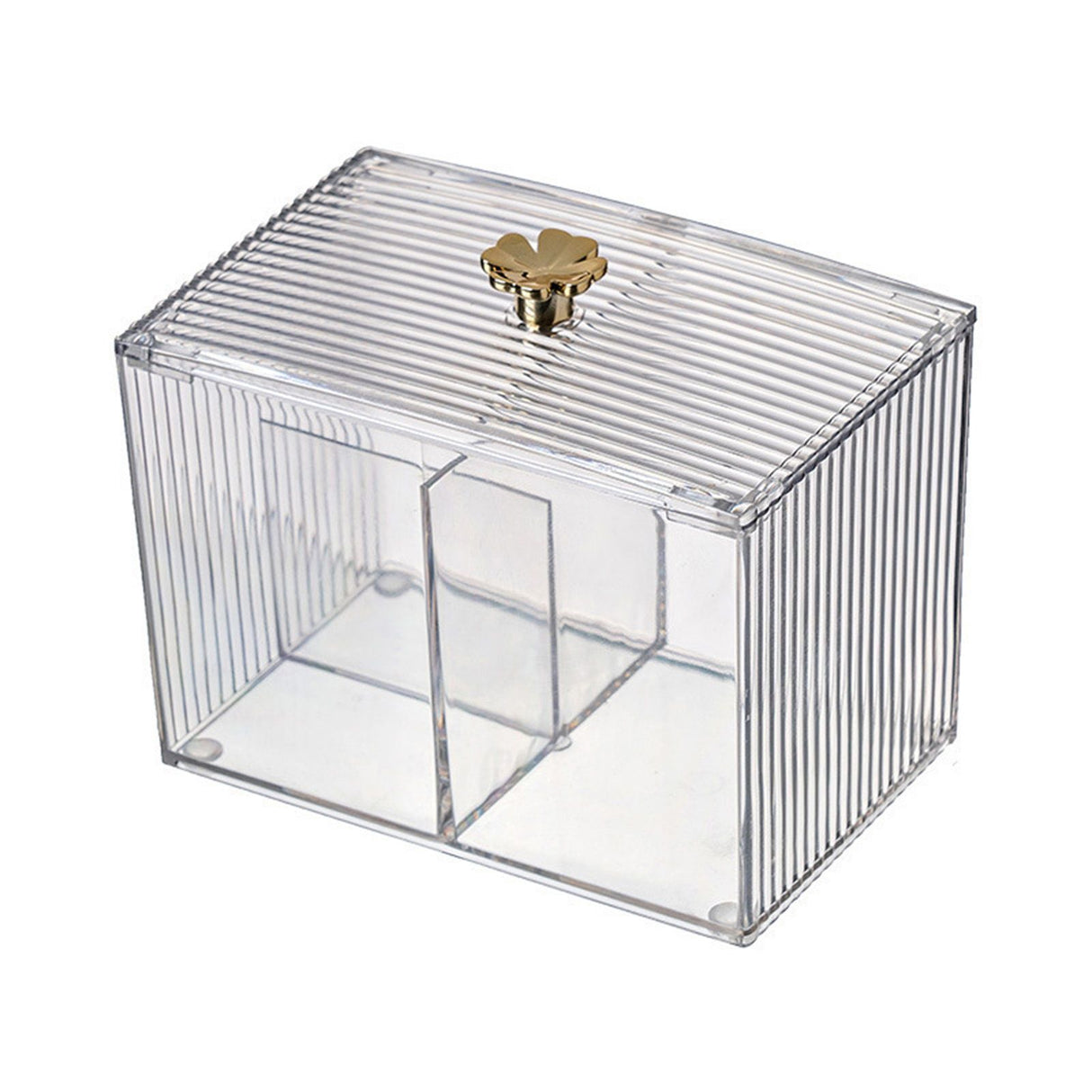 Cotton Pad Storage Box Swab Container Holder Transparent with Lid Grid for Cosmetics Desktop Decoration