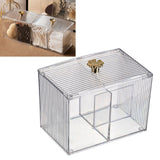 Cotton Pad Storage Box Swab Container Holder Transparent with Lid Grid for Cosmetics Desktop Decoration - Side View