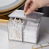 Cotton Pad Storage Box Swab Container Holder Transparent with Lid Grid for Cosmetics Desktop Decoration