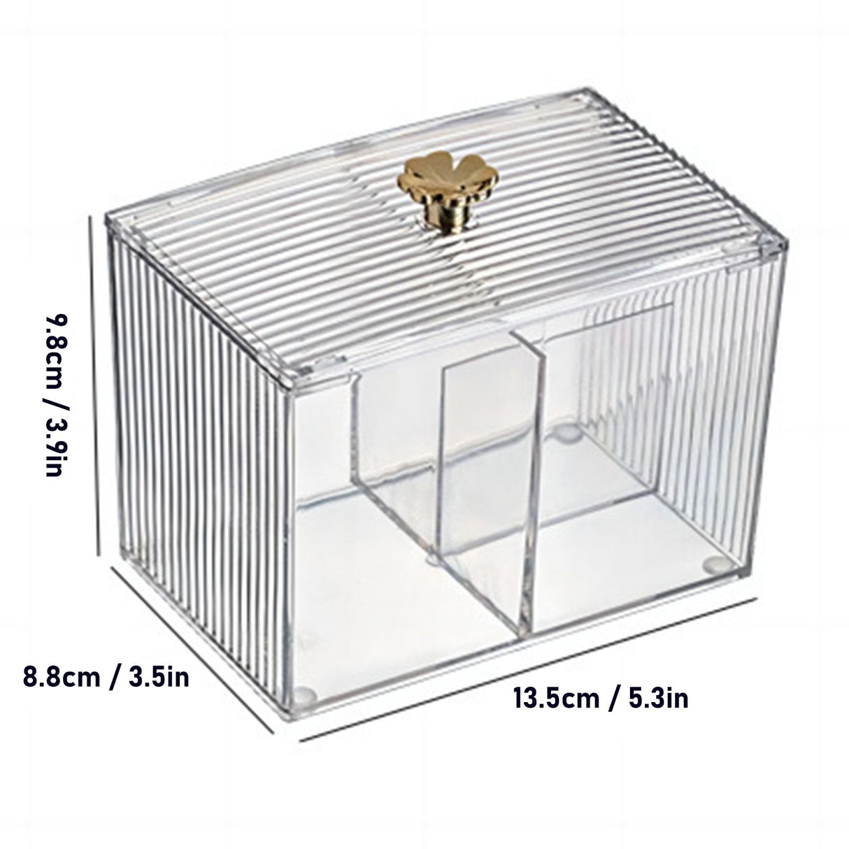 Cotton Pad Storage Box Swab Container Holder Transparent with Lid Grid for Cosmetics Desktop Decoration