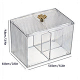 Cotton Pad Storage Box Swab Container Holder Transparent with Lid Grid for Cosmetics Desktop Decoration