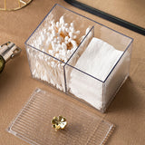 Cotton Pad Storage Box Swab Container Holder Transparent with Lid Grid for Cosmetics Desktop Decoration