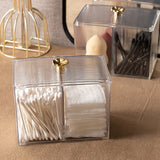 Cotton Pad Storage Box Swab Container Holder Transparent with Lid Grid for Cosmetics Desktop Decoration