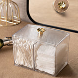 Cotton Pad Storage Box Swab Container Holder Transparent with Lid Grid for Cosmetics Desktop Decoration - Extra Image