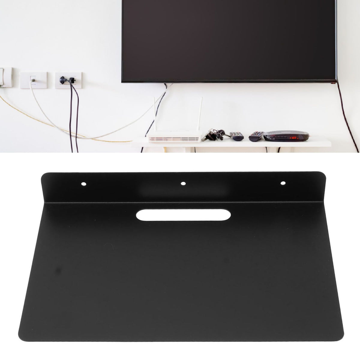 Floating AV Shelf Thickened Rust Proof Metal Wall Mounted Rack for Projector Set Top Box Router Camera